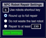 NPC Robots Repair Settings